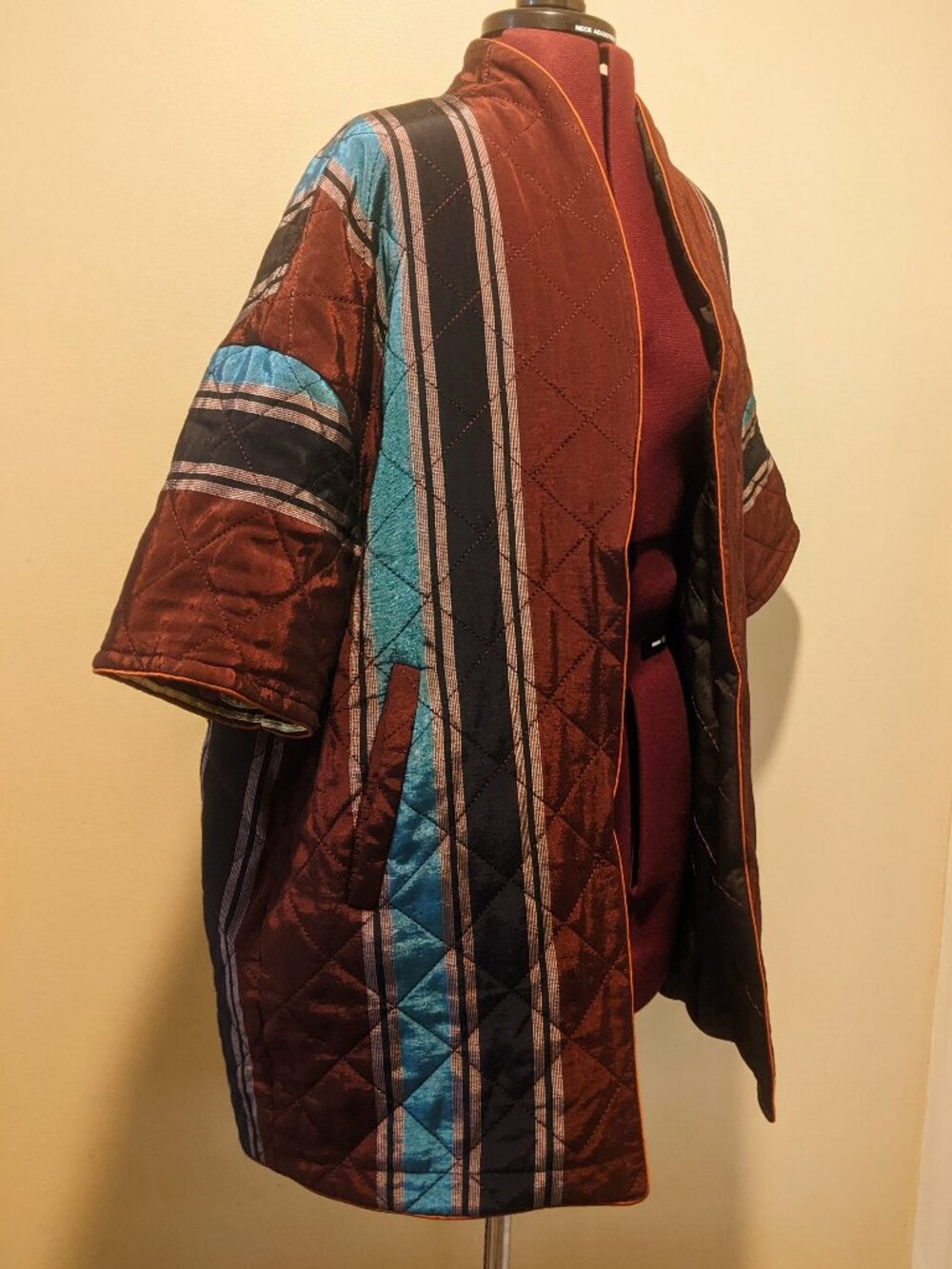 Vintage Hanten Quilted Reversible Jacket | Embroidered Sleeve | Unisex One Size - Picture 4 of 13